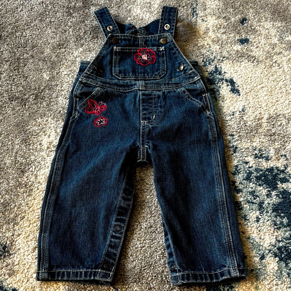 🌸CARHARTT TODDLER OVERALLS 12 months embroidered denim pink🌸